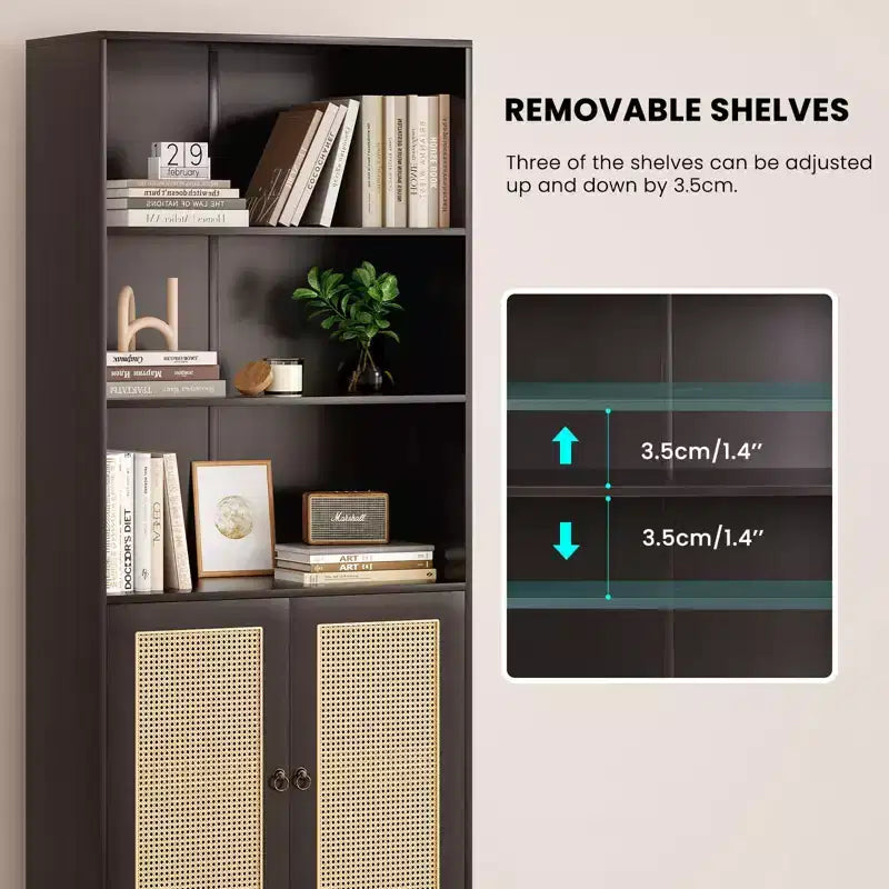 Okak Mobile Credenza Minimalista, Credenza a 2 Ante e 5 Ripiani, Mobile Contenitore per Soggiorno, Ingresso, Corridoio