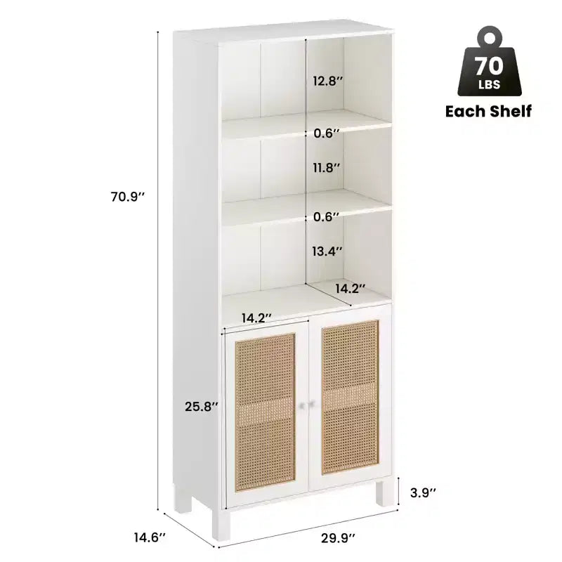 Okak Mobile Credenza Minimalista, Credenza a 2 Ante e 5 Ripiani, Mobile Contenitore per Soggiorno, Ingresso, Corridoio