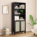 Okak Mobile Credenza Minimalista, Credenza a 2 Ante e 5 Ripiani, Mobile Contenitore per Soggiorno, Ingresso, Corridoio