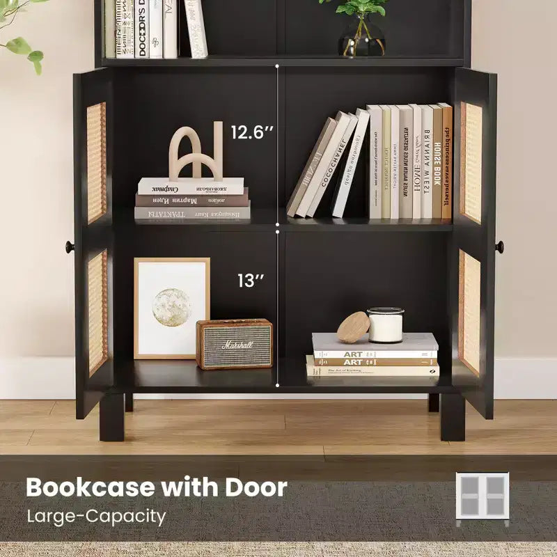 Okak Mobile Credenza Minimalista, Credenza a 2 Ante e 5 Ripiani, Mobile Contenitore per Soggiorno, Ingresso, Corridoio