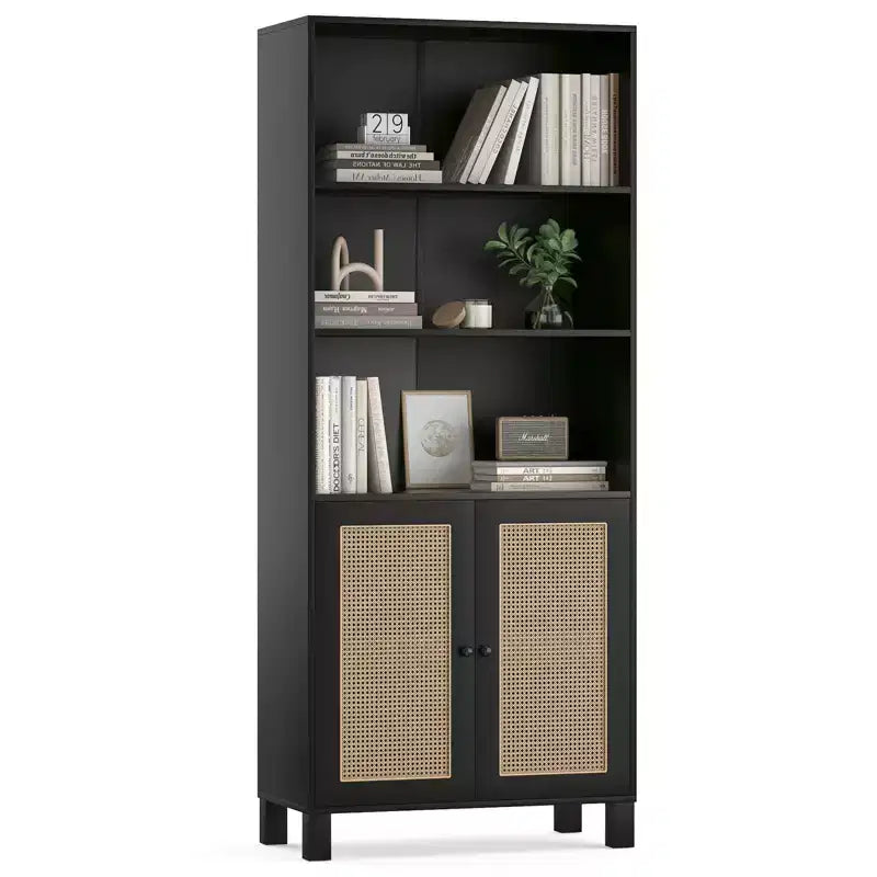 Okak Mobile Credenza Minimalista, Credenza a 2 Ante e 5 Ripiani, Mobile Contenitore per Soggiorno, Ingresso, Corridoio