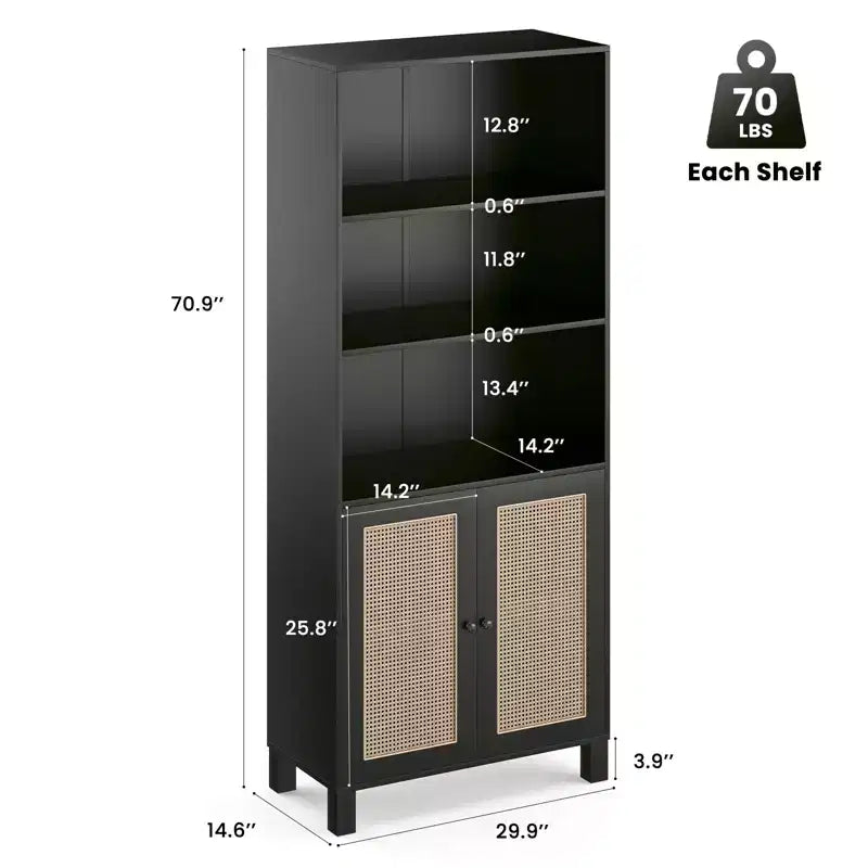 Okak Mobile Credenza Minimalista, Credenza a 2 Ante e 5 Ripiani, Mobile Contenitore per Soggiorno, Ingresso, Corridoio