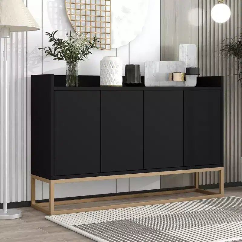 Okak Credenza Elegante, Mobile Buffet con 4 Ante e 4 Ripiani, Mobile Contenitore per Soggiorno, Sala da Pranzo, Cucina