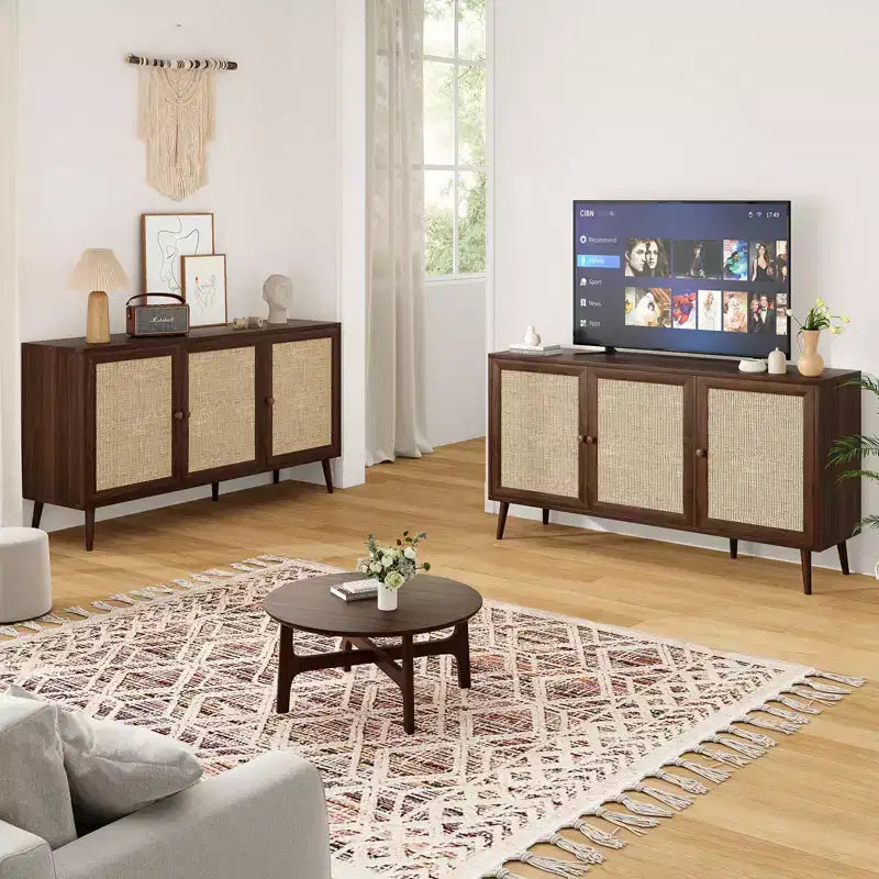 Okak Credenza Madia, Mobile Contenitore con 3 Ante e 3 Ripiani, Credenza per Soggiorno, Ingresso, Corridoio, Ufficio