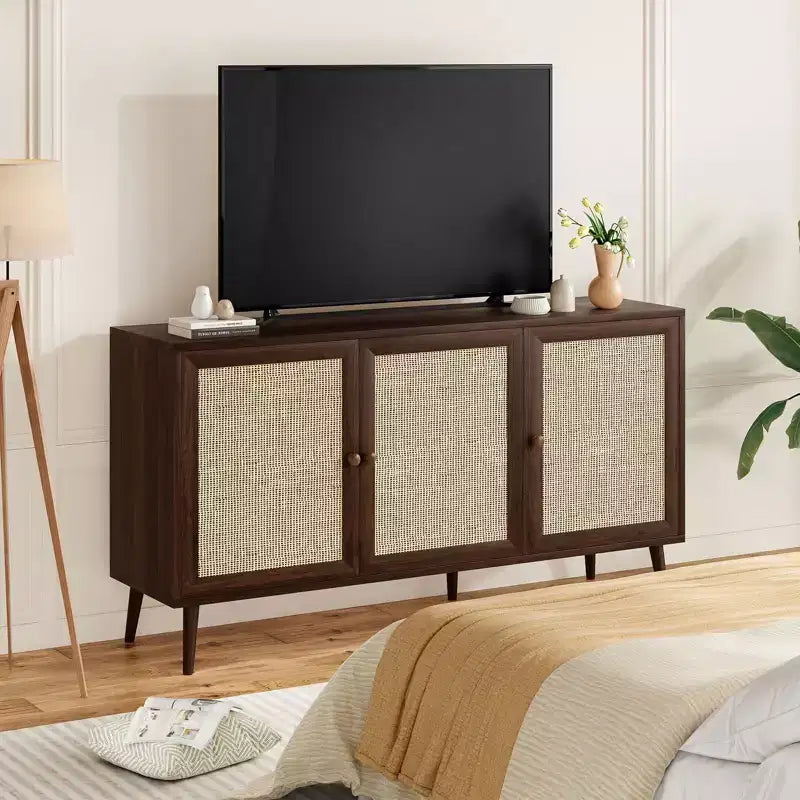 Okak Credenza Madia, Mobile Contenitore con 3 Ante e 3 Ripiani, Credenza per Soggiorno, Ingresso, Corridoio, Ufficio