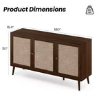 Okak Credenza Madia, Mobile Contenitore con 3 Ante e 3 Ripiani, Credenza per Soggiorno, Ingresso, Corridoio, Ufficio