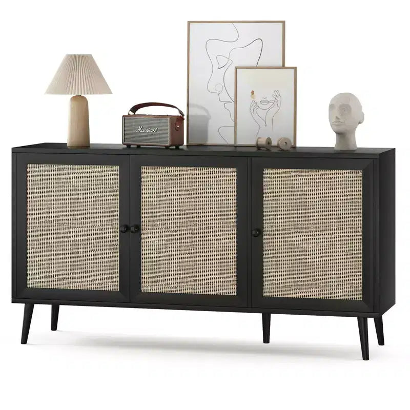 Okak Credenza Madia, Mobile Contenitore con 3 Ante e 3 Ripiani, Credenza per Soggiorno, Ingresso, Corridoio, Ufficio