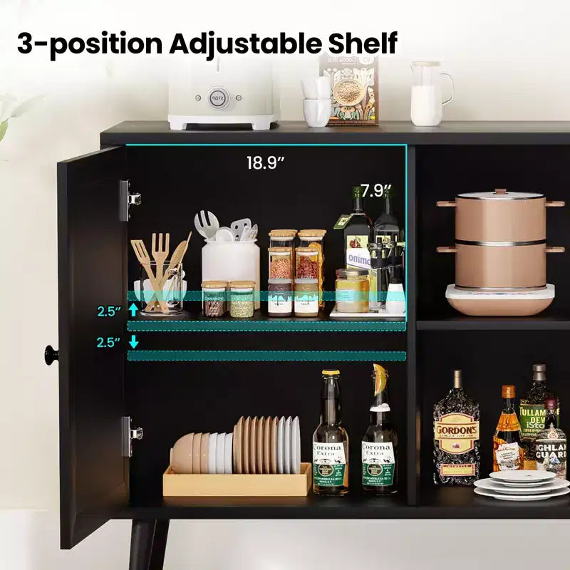 Okak Credenza Madia, Mobile Contenitore con 3 Ante e 3 Ripiani, Credenza per Soggiorno, Ingresso, Corridoio, Ufficio