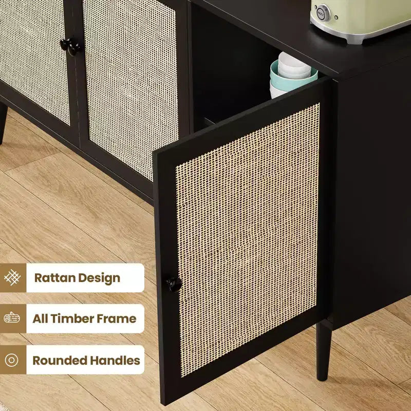 Okak Credenza Madia, Mobile Contenitore con 3 Ante e 3 Ripiani, Credenza per Soggiorno, Ingresso, Corridoio, Ufficio