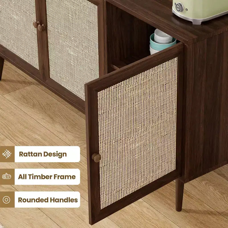Okak Credenza Madia, Mobile Contenitore con 3 Ante e 3 Ripiani, Credenza per Soggiorno, Ingresso, Corridoio, Ufficio