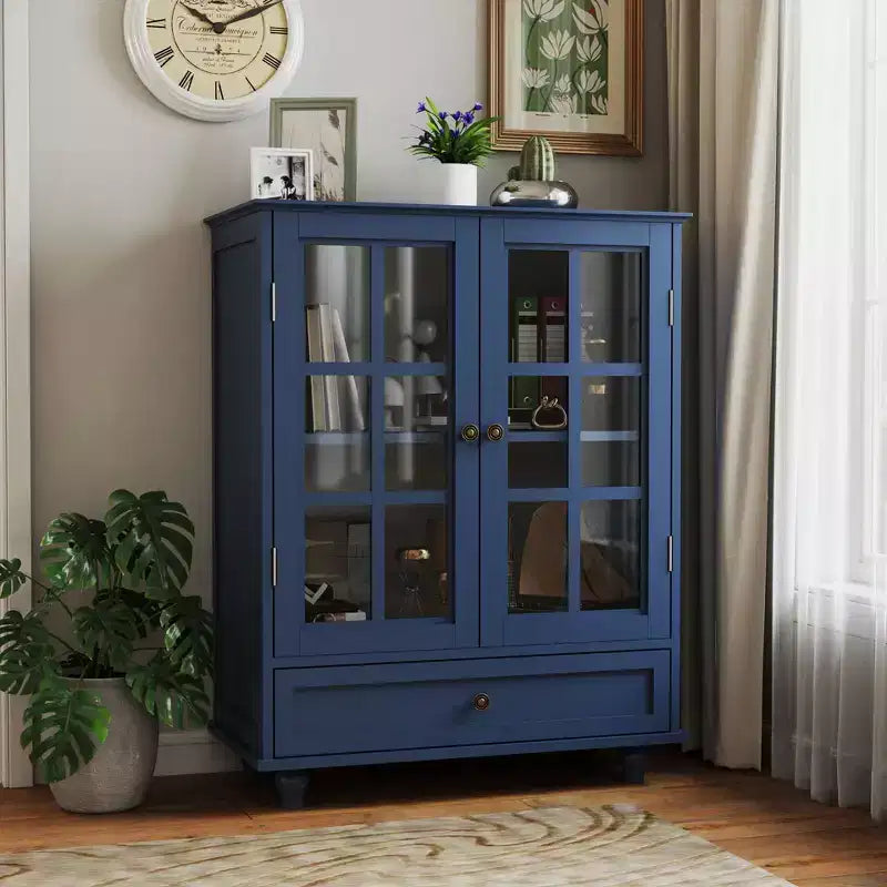 Okak Mobile Credenza Minimalista, Credenza a Buffet con 2 Ante e 3 Ripiani, Armadietto Contenitore per Soggiorno, Sala da Pranzo, Cucina