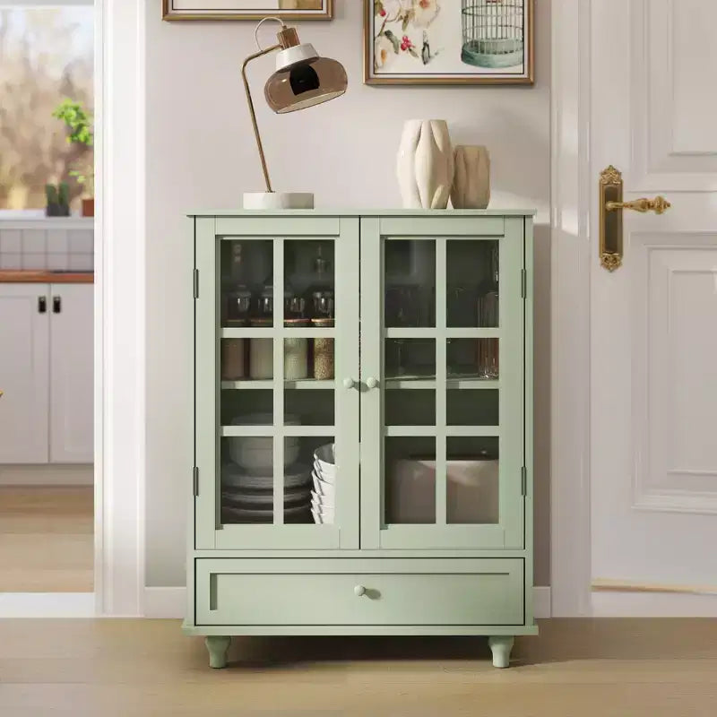 Okak Mobile Credenza Minimalista, Credenza a Buffet con 2 Ante e 3 Ripiani, Armadietto Contenitore per Soggiorno, Sala da Pranzo, Cucina