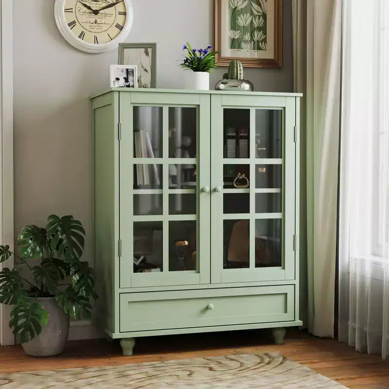 Okak Mobile Credenza Minimalista, Credenza a Buffet con 2 Ante e 3 Ripiani, Armadietto Contenitore per Soggiorno, Sala da Pranzo, Cucina