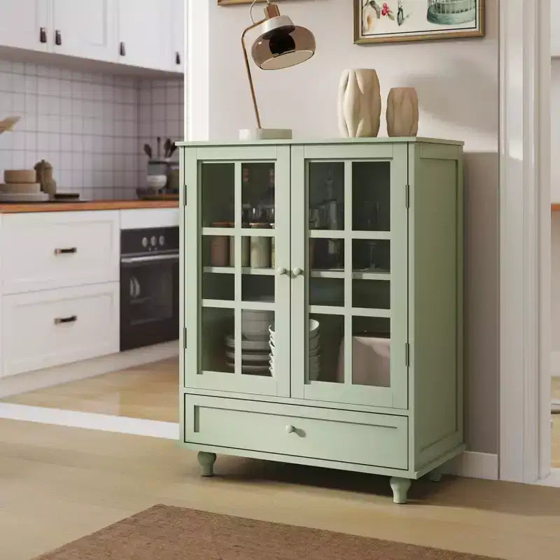 Okak Mobile Credenza Minimalista, Credenza a Buffet con 2 Ante e 3 Ripiani, Armadietto Contenitore per Soggiorno, Sala da Pranzo, Cucina