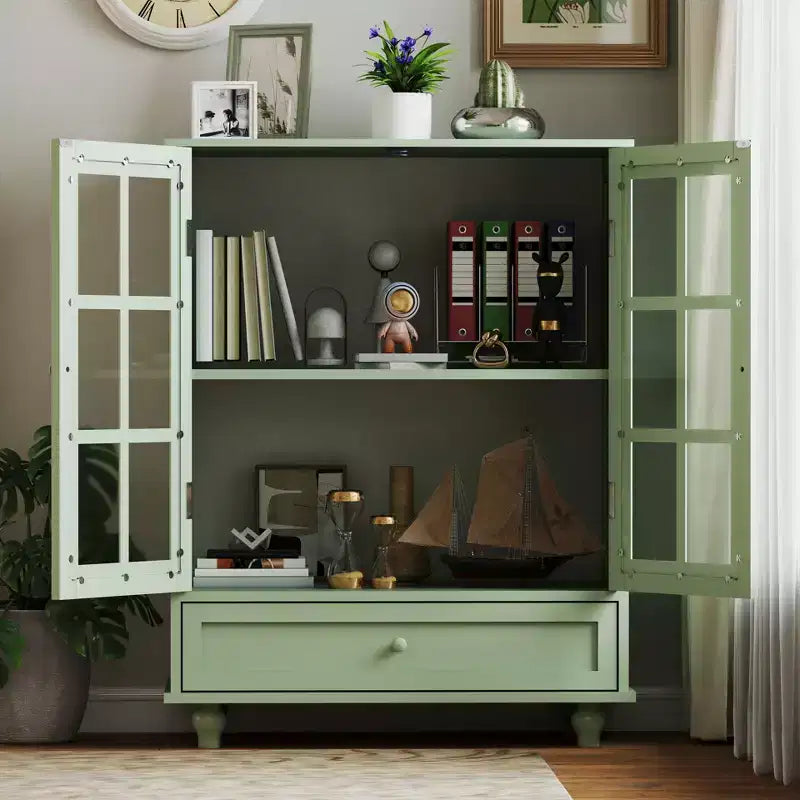 Okak Mobile Credenza Minimalista, Credenza a Buffet con 2 Ante e 3 Ripiani, Armadietto Contenitore per Soggiorno, Sala da Pranzo, Cucina