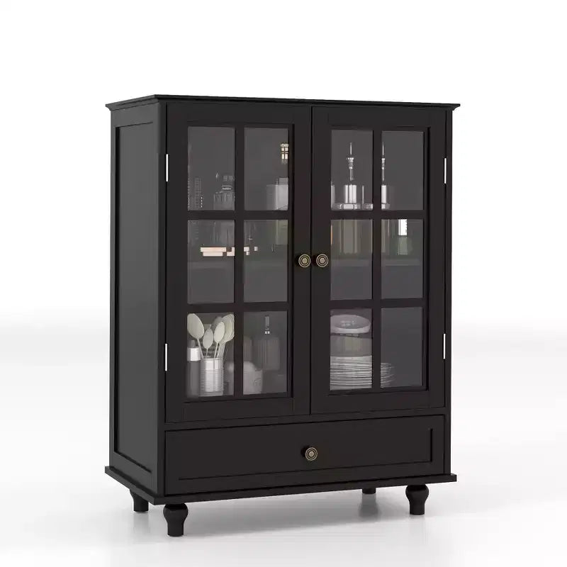 Okak Mobile Credenza Minimalista, Credenza a Buffet con 2 Ante e 3 Ripiani, Armadietto Contenitore per Soggiorno, Sala da Pranzo, Cucina