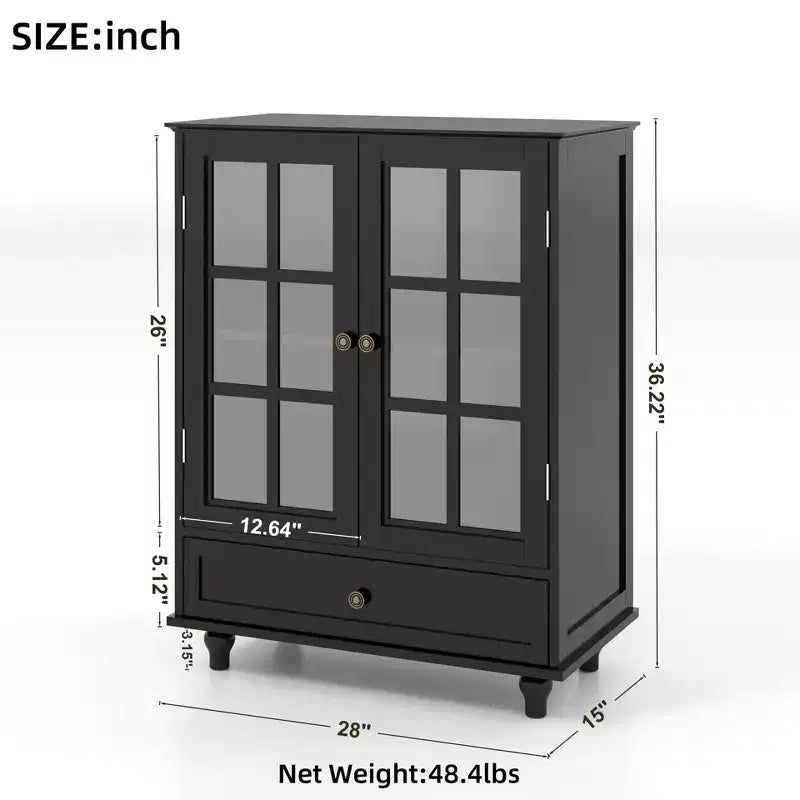 Okak Mobile Credenza Minimalista, Credenza a Buffet con 2 Ante e 3 Ripiani, Armadietto Contenitore per Soggiorno, Sala da Pranzo, Cucina