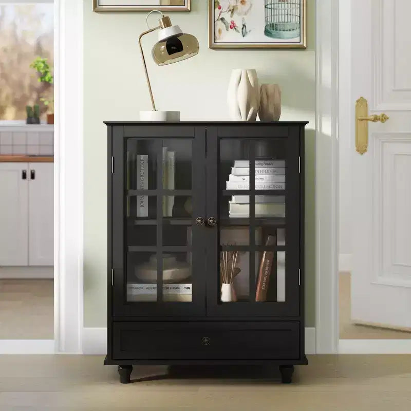 Okak Mobile Credenza Minimalista, Credenza a Buffet con 2 Ante e 3 Ripiani, Armadietto Contenitore per Soggiorno, Sala da Pranzo, Cucina
