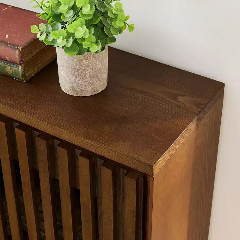 Madia moderna di metà secolo Okak, credenza con 2 ante e 2 ripiani, mobile contenitore per soggiorno, sala da pranzo, cucina