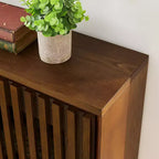 Madia moderna di metà secolo Okak, credenza con 2 ante e 2 ripiani, mobile contenitore per soggiorno, sala da pranzo, cucina