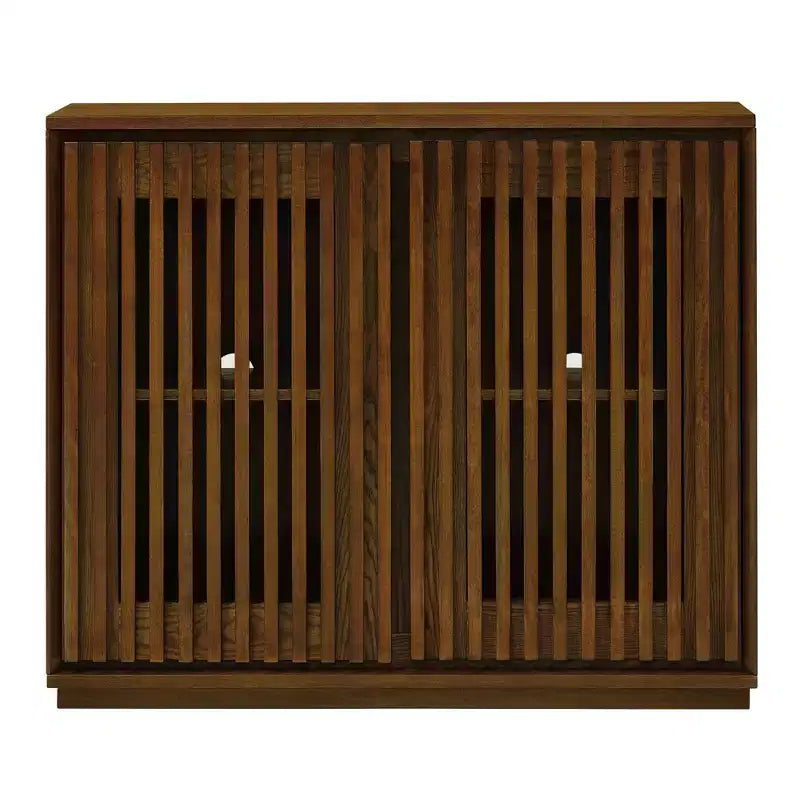 Madia moderna di metà secolo Okak, credenza con 2 ante e 2 ripiani, mobile contenitore per soggiorno, sala da pranzo, cucina