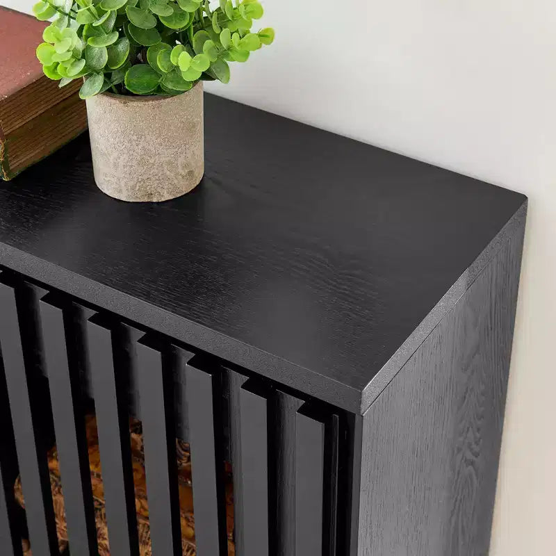 Madia moderna di metà secolo Okak, credenza con 2 ante e 2 ripiani, mobile contenitore per soggiorno, sala da pranzo, cucina