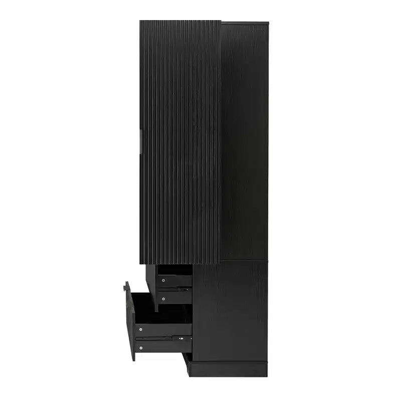 Okak 72in Modern Tall Storage Cabinet, mobile contenitore con 2 ante e 4 cassetti, armadio per soggiorno, corridoio, cucina