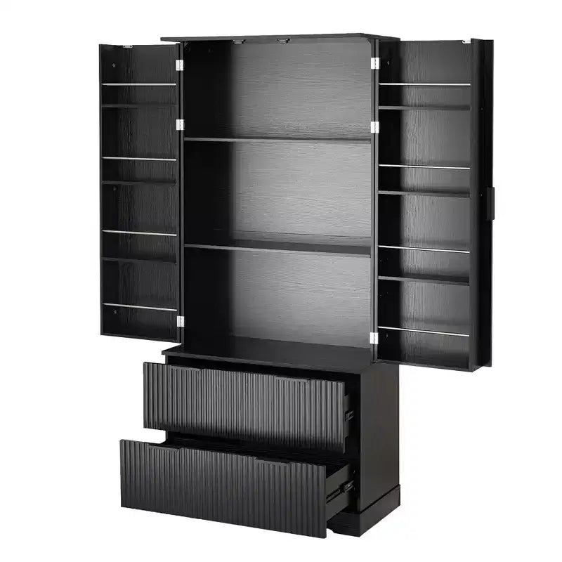 Okak 72in Modern Tall Storage Cabinet, mobile contenitore con 2 ante e 4 cassetti, armadio per soggiorno, corridoio, cucina