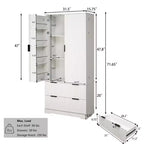 Okak 72in Modern Tall Storage Cabinet, mobile contenitore con 2 ante e 4 cassetti, armadio per soggiorno, corridoio, cucina