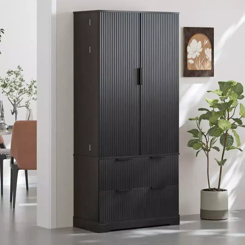 Okak 72in Modern Tall Storage Cabinet, mobile contenitore con 2 ante e 4 cassetti, armadio per soggiorno, corridoio, cucina