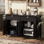 Okak Mobile Credenza Moderno, Mobile Buffet con 2 Cassetti e 4 Ante, Maniglie in Alluminio, Mobile Contenitore per Soggiorno, Sala da Pranzo, Cucina