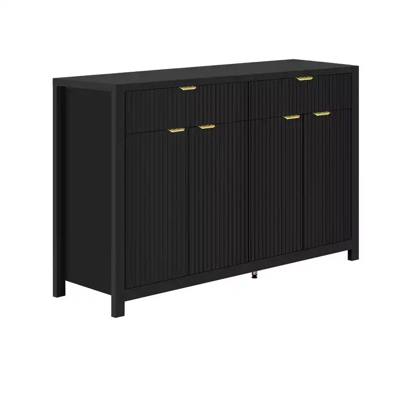 Okak Mobile Credenza Moderno, Mobile Buffet con 2 Cassetti e 4 Ante, Maniglie in Alluminio, Mobile Contenitore per Soggiorno, Sala da Pranzo, Cucina