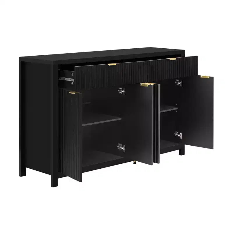 Okak Mobile Credenza Moderno, Mobile Buffet con 2 Cassetti e 4 Ante, Maniglie in Alluminio, Mobile Contenitore per Soggiorno, Sala da Pranzo, Cucina