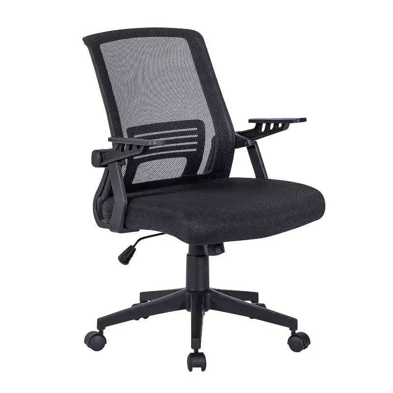 Okak Mesh Ergonomic Office Chair, Upholstered Criss Cross Chair with Adjustable Height and Wheels, Swivel Chair for Reading Room, Study, Black