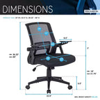 Okak Sedia da Ufficio Ergonomica in Rete, Sedia Imbottita a Criss Cross con Altezza Regolabile e Ruote, Sedia Girevole per Sala Lettura, Studio, Nera