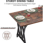 Tavolo da pranzo per 6 persone, tavolo da pranzo rettangolare da 180 cm con gambe in metallo a X e piano in legno, tavolo da cucina per 6-8 persone