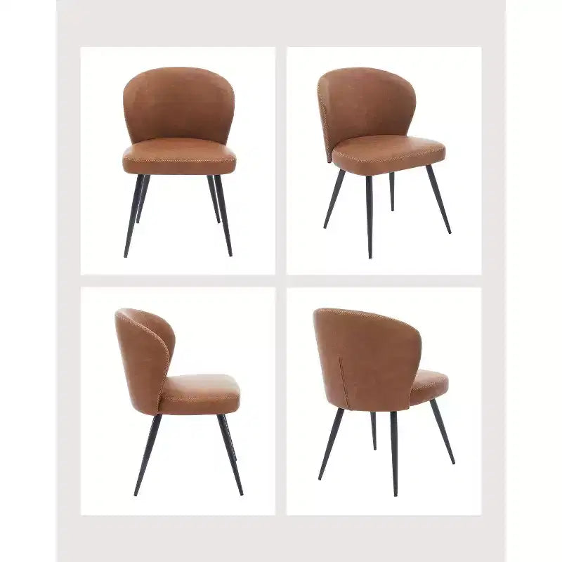 Set di due sedie da pranzo, sedie da cucina di metà secolo con schienali imbottiti, cuciture e gambe in metallo, beige