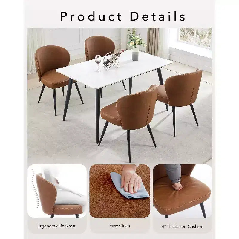Set di due sedie da pranzo, sedie da cucina di metà secolo con schienali imbottiti, cuciture e gambe in metallo, beige