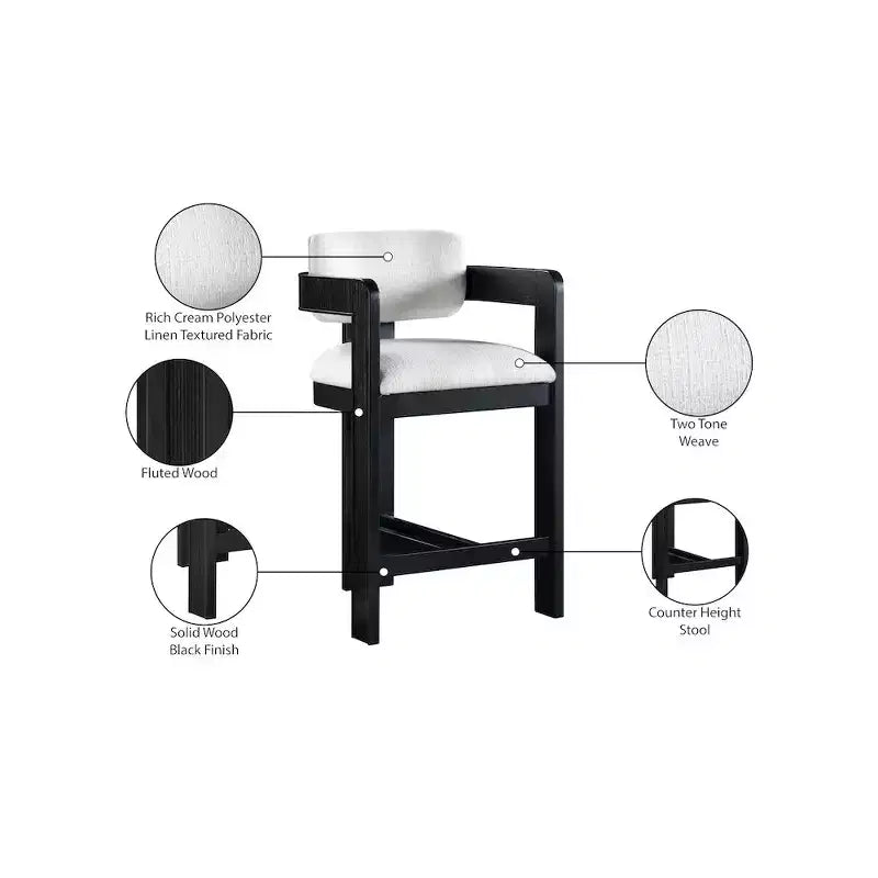 Meridian Furniture, Sgabello Sacha in tessuto testurizzato effetto lino