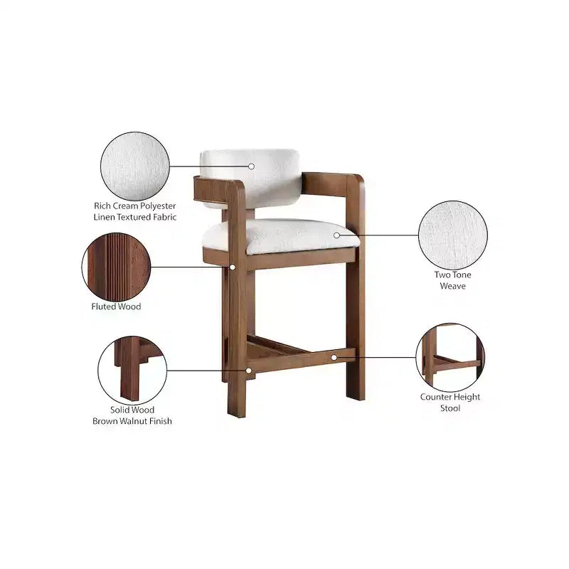 Meridian Furniture, Sgabello Sacha in tessuto testurizzato effetto lino