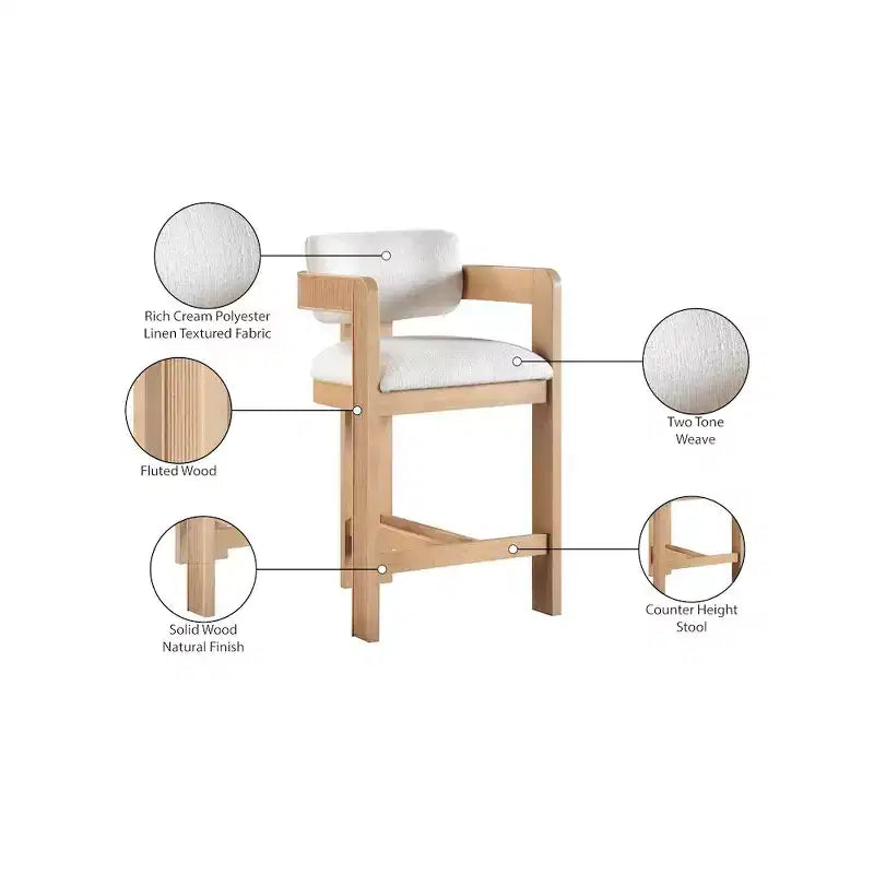 Meridian Furniture, Sgabello Sacha in tessuto testurizzato effetto lino