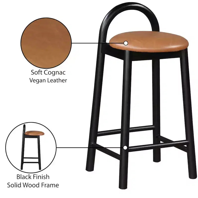 Meridian Furniture, Sgabello Calvin in ecopelle color Cognac