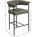 Meridian Furniture, Sgabello da bancone Malin in tessuto Bouclé, set da 2