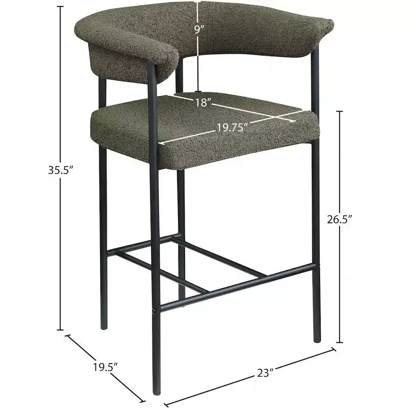 Meridian Furniture, Sgabello da bancone Malin in tessuto Bouclé, set da 2