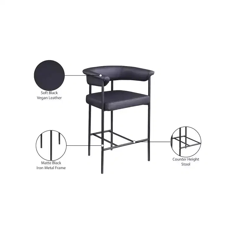 Meridian Furniture, Sgabello da bancone Malin in tessuto Bouclé, set da 2