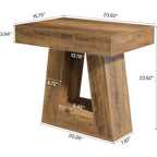 Lantine 24 Tavolino in legno per soggiorno, tavolino a 2 ripiani con base trapezoidale, comodino piccolo stile farmhouse per camera da letto