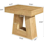 Lantine 24 Tavolino in legno per soggiorno, tavolino a 2 ripiani con base trapezoidale, comodino piccolo stile farmhouse per camera da letto