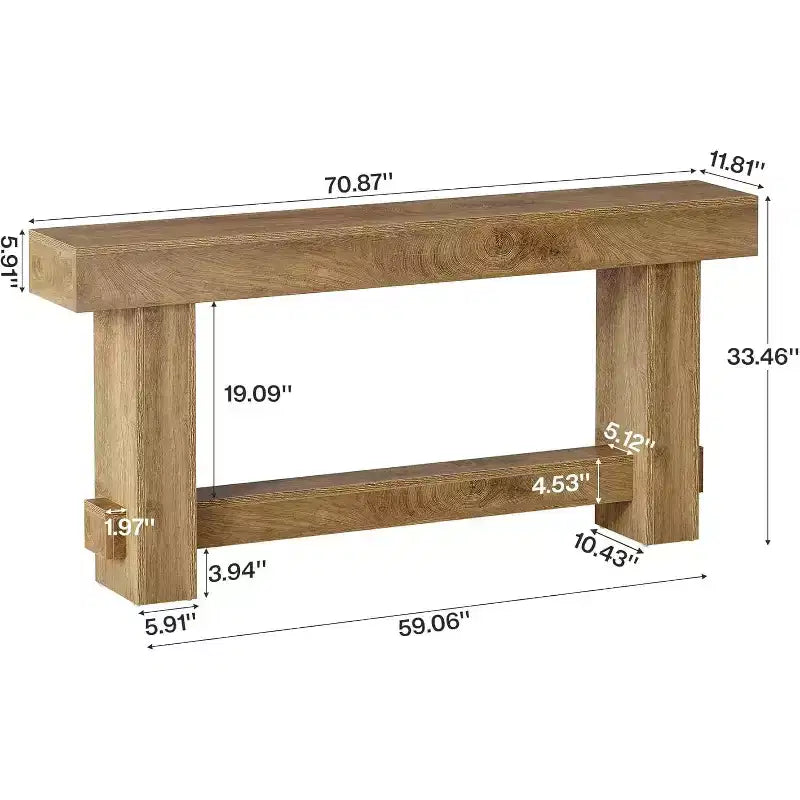 Lantine 70.9 Consolle da ingresso, tavolo da divano in legno stile rustico da mettere dietro il divano, tavolino da ingresso con gambe spesse per corridoio, soggiorno