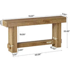 Lantine 70.9 Consolle da ingresso, tavolo da divano in legno stile rustico da mettere dietro il divano, tavolino da ingresso con gambe spesse per corridoio, soggiorno