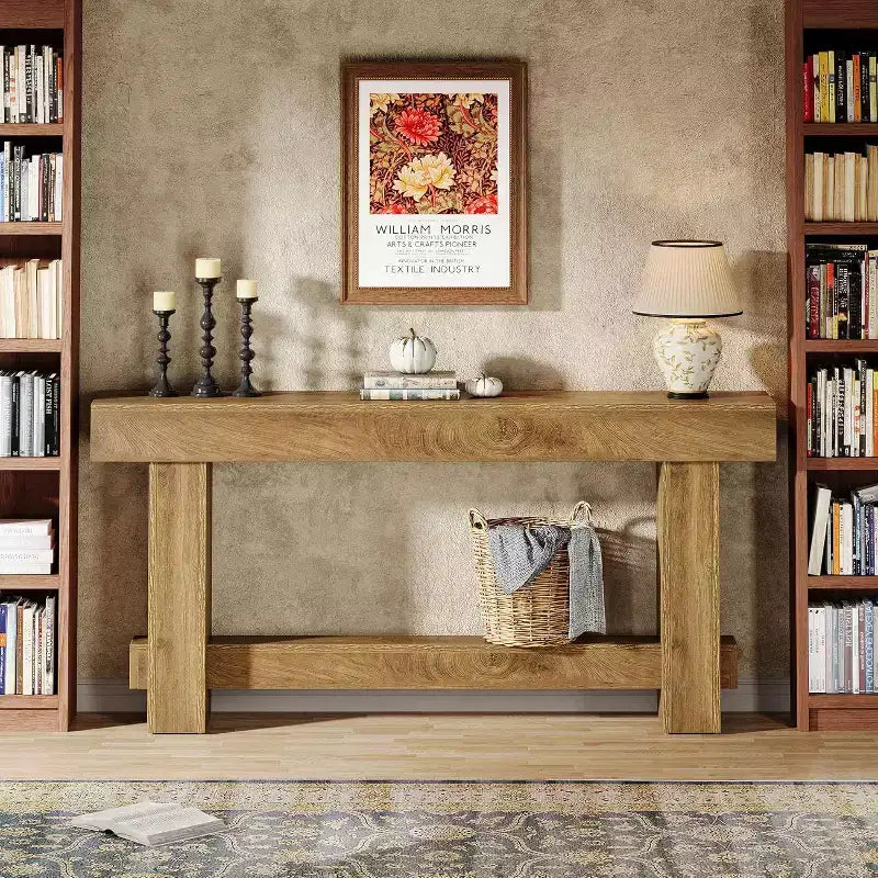Lantine 70.9 Consolle da ingresso, tavolo da divano in legno stile rustico da mettere dietro il divano, tavolino da ingresso con gambe spesse per corridoio, soggiorno